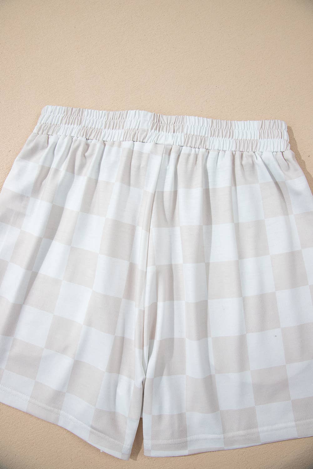 Checkered V Neck Tee Drawstring Shorts Lounge Set (S-XL)