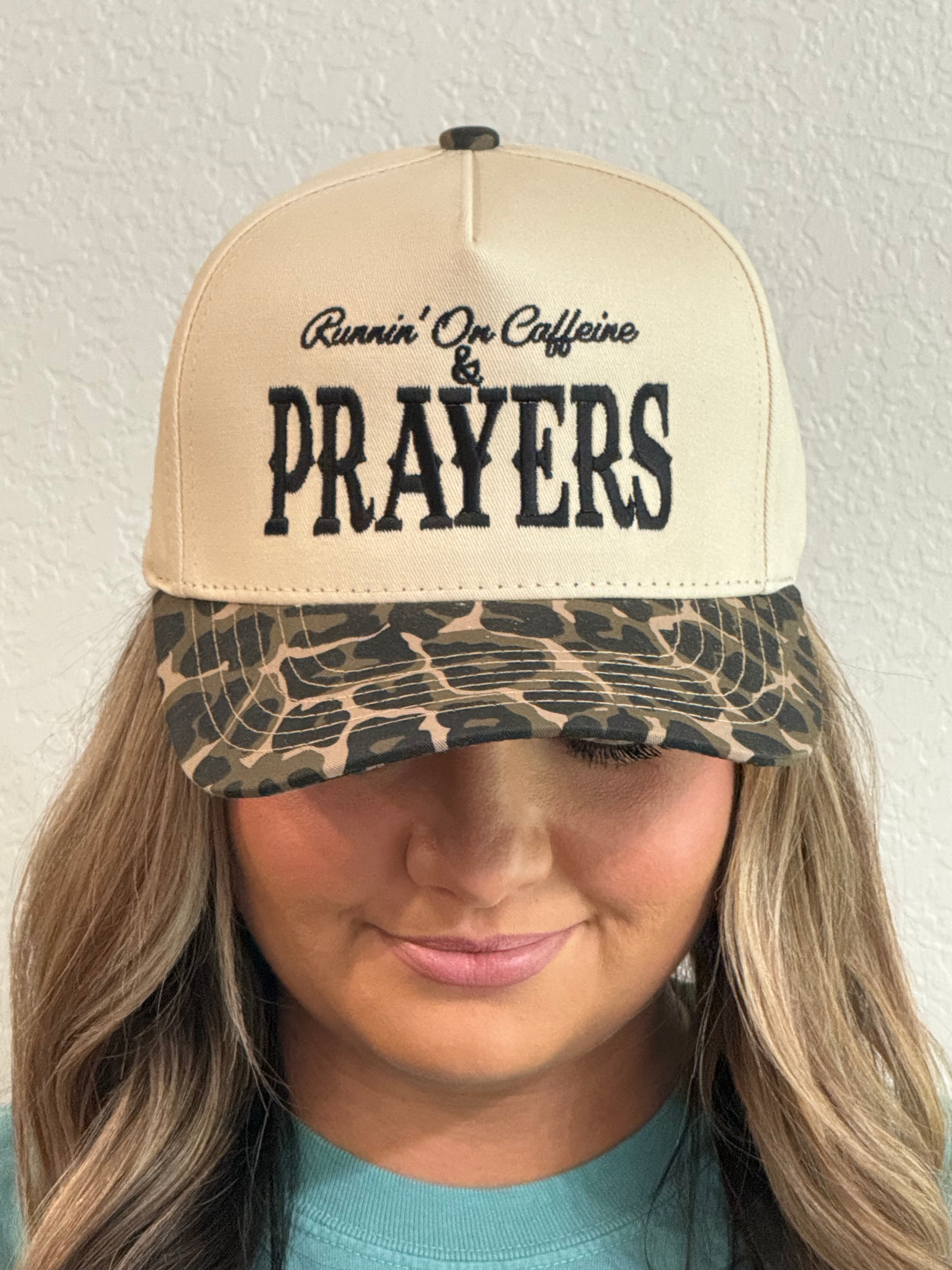 Runnin' On Caffeine And Prayers Embroidered Hat