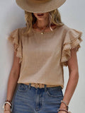 Women’s Ruffle Batwing Short Sleeve Crew Neck Top